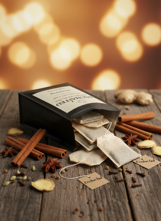 Pouch opened with tea bags spilling out